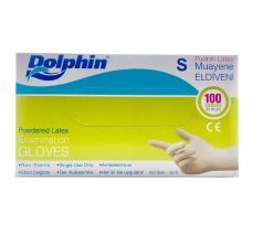 Rukavice jednorázové LATEX 100ks Doplhin "S"