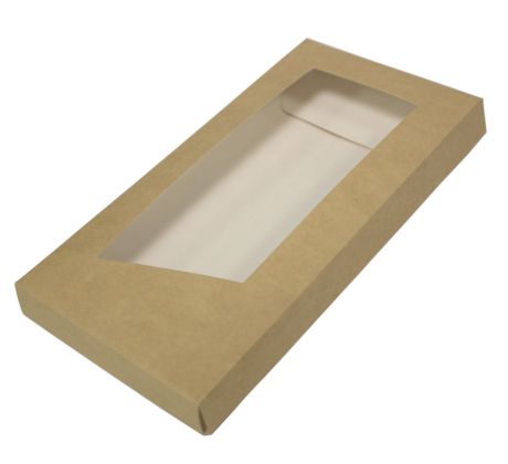 Krabica na čokoládu s okienkom 165x85x17mm hnedá