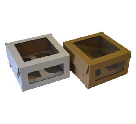 Krabica s okienkom na 4 cupcakes (18x18x10cm)
