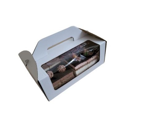Krabica s uškom 27x18x10cm BIELA "okienková"
