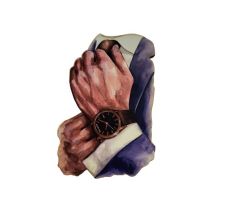 Muž (ruky) s hodinkami - drevený výrez