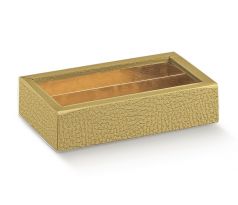 Krabička na pralinky s okienkom (8ks) zlatá koža