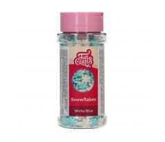 Cukrový posyp FunCakes snehové vločky biela/modrá 50g