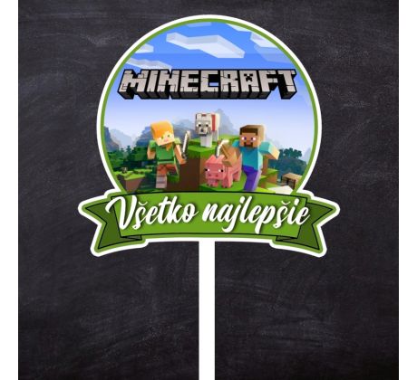 Zápich plastový Všetko najlepšie + minecraft