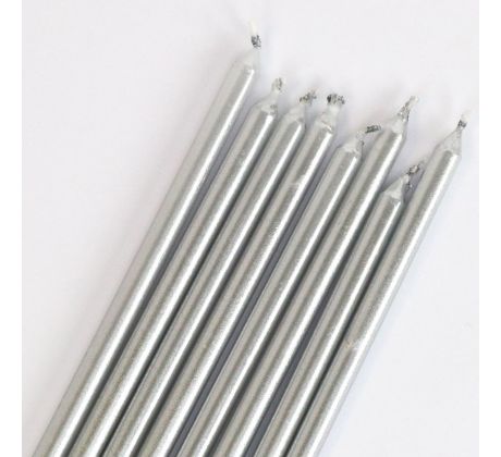 Sviečky tortové PME strieborné 18cm/16ks