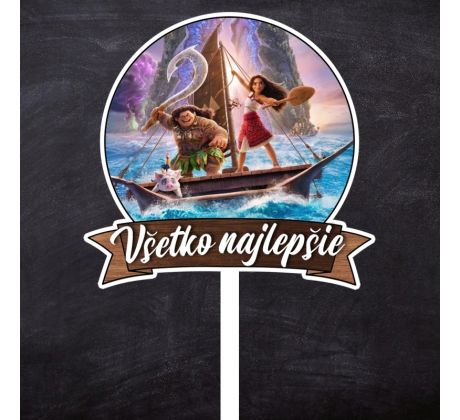 Zápich plastový Všetko najlepšie + Vaiana (Moana)