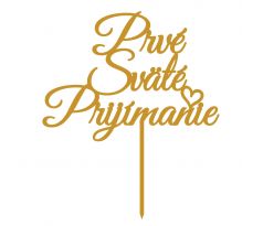 Dekoračný zápich Prvé sväté prijímanie metalická zlatá