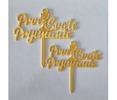 Prvé Sväté Prijímanie "nápis" - zlatý dekoračný zápich