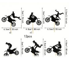 Papierový zápich motokros -čierny mix 12ks