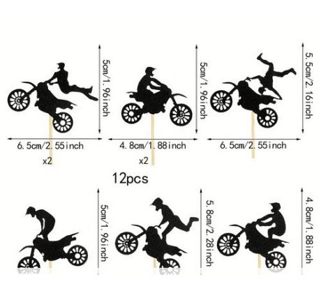 Papierový zápich motokros -čierny mix 12ks