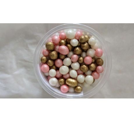 Cukrová posýpka ružový mix perly 4-6mm 15g