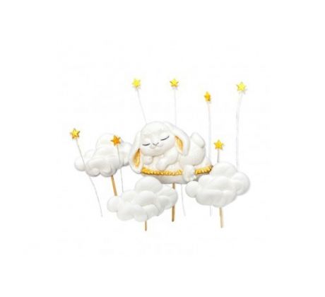 Set cukrových dekorácií zajačik a obláčiky