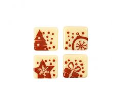Čokoládová dekorácia Štvorec s vianočným motívom 2x2cm 50ks