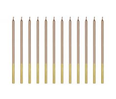 PartyDeco hladké narodeninové sviečky rosegold-zlaté 14cm
