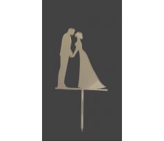 Akrylový zrkadlový zápich svadobný pár držiaci sa za ruky zlatý