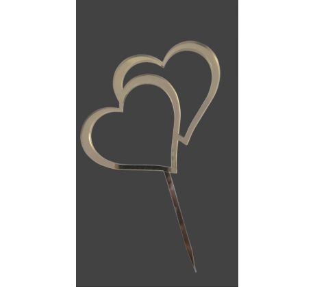 Akrylový zrkadlový zápich srdcia zlatý