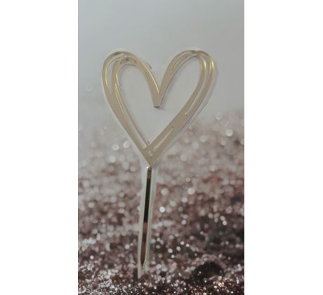 Akrylový zrkadlový zápich srdce 18x12 zlatý