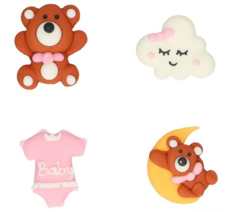 Wilton Cukrové dekorácie Baby Bliss ružová sada/8ks