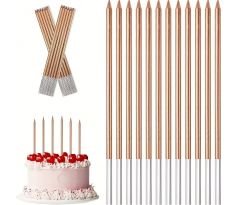 Narodeninové sviečky silver + champagne 13,5cm 6ks