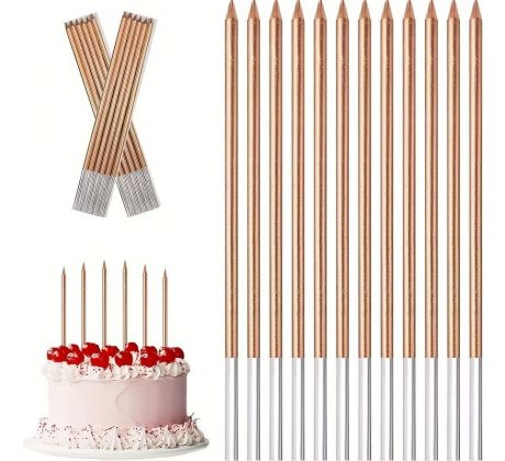 Narodeninové sviečky silver + champagne 13,5cm 6ks