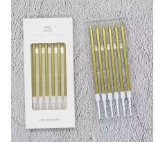 Narodeninové sviečky zlaté 13cm vrátane stojana 6ks