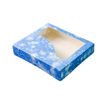 Krabica s okienkom 25x22x5cm VIANOCE modrá vločka