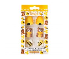 Set cukrových dekorácií Decora - macko, medík a včielky 6ks