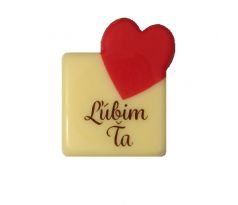 Čokoládová dekorácia Ľúbim ťa 3x3cm/24ks