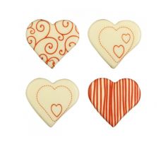 Čokoládová dekorácia Srdcia mix 5x4,6cm 15ks