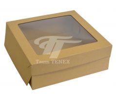 Krabica s okienkom 28x28x18cm jednodielna 25ks Hnedá