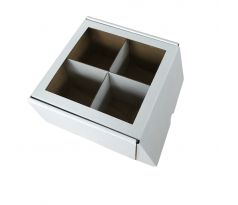 Krabica s okienkom 16x16x8cm + predel kus Biela