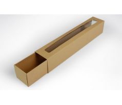 Krabička na makrónky s okienkom 170x45x45mm FAREBNÁ pár Hnedá ECO